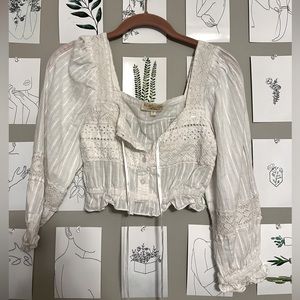 White eyelet, lace top